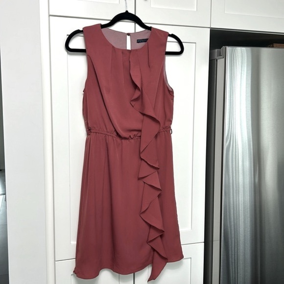 Zara Rose Pink Ruffle Front Sleeveless Dress Size S - Picture 2 of 13